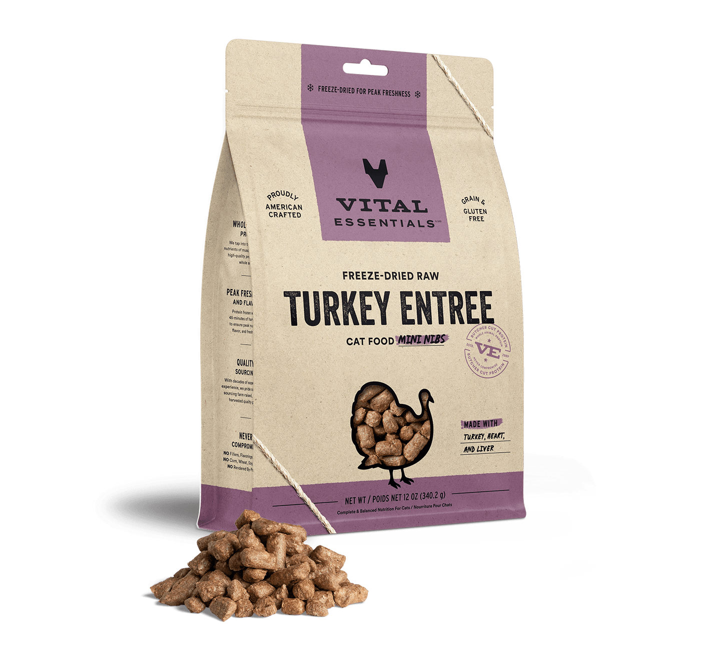 Vital Essentials Turkey Entree Mini Nibs Freeze-Dried Raw Cat Food