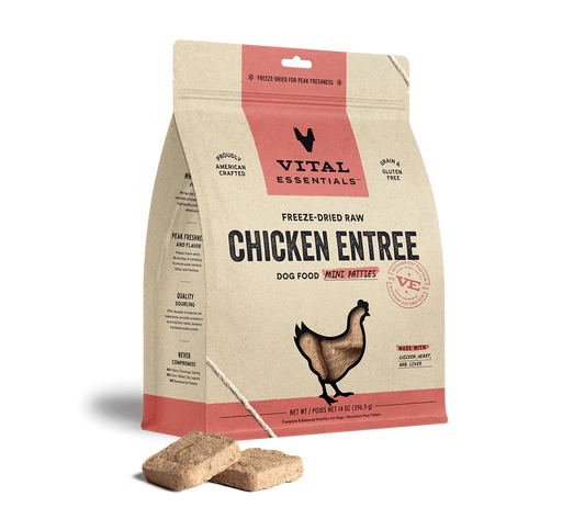 Vital Essentials Dog Freeze-Dried Mini Patties Chicken 14oz,
