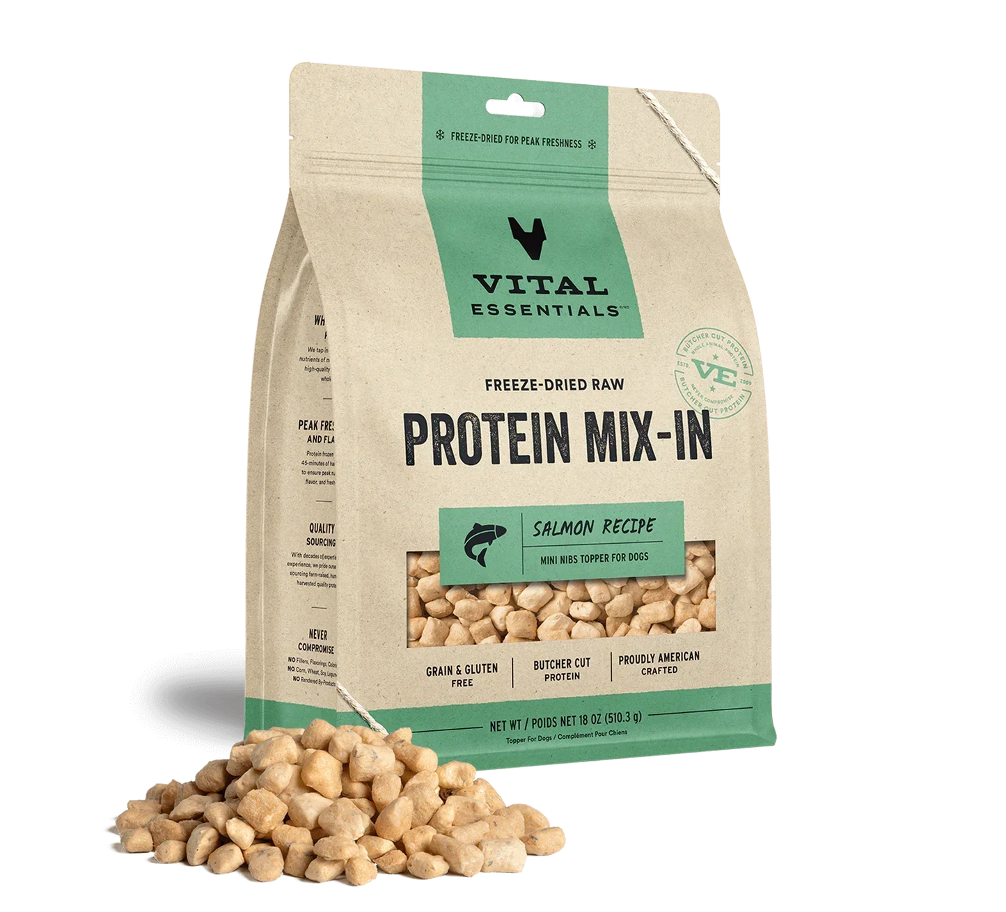 Vital Essentials Dog Freeze Dried Topper Salmon 18oz,