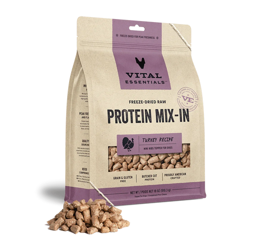 Vital Essentials Dog Freeze Dried Topper Turkey 18oz,