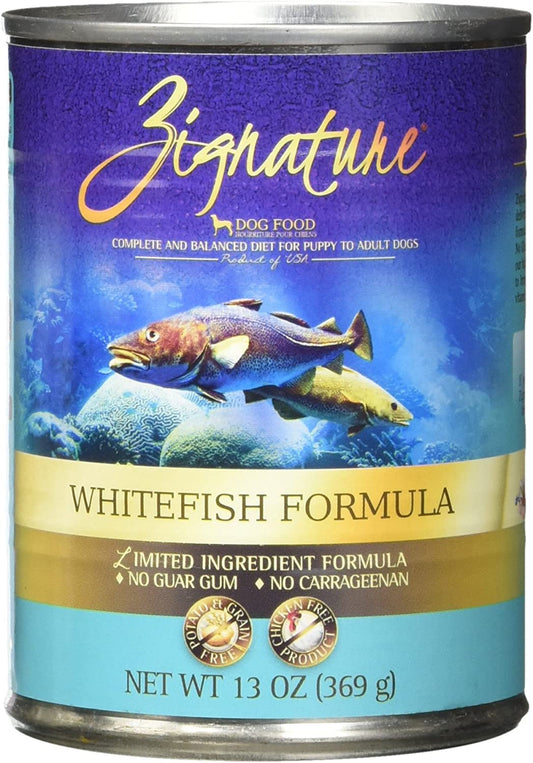 Zignature Dog Canned 13oz, Whitefish (Case Of 12)