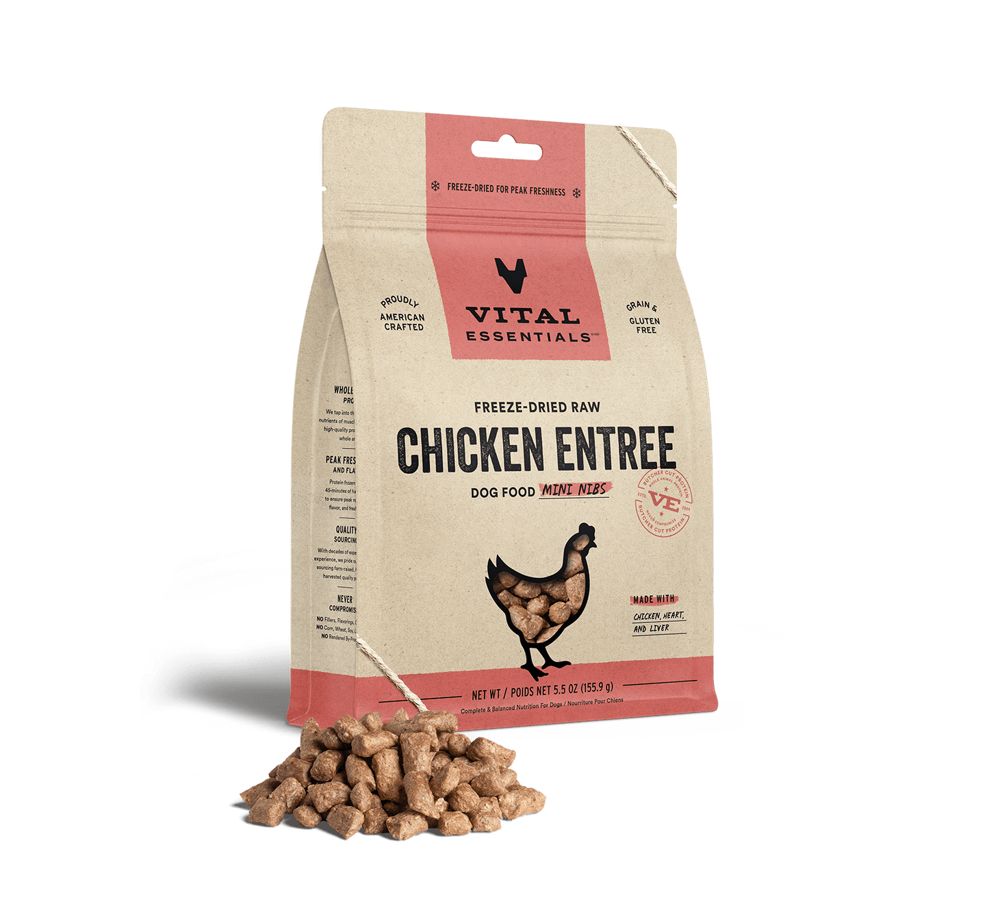 Vital Essentials Chicken Entree Mini Nibs Freeze-Dried Raw Dog Food