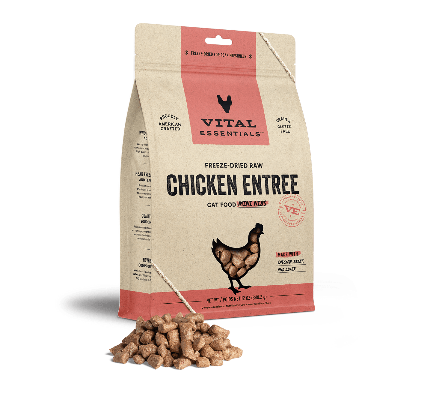 Vital Essentials Chicken Entree Mini Nibs Freeze-Dried Raw Cat Food