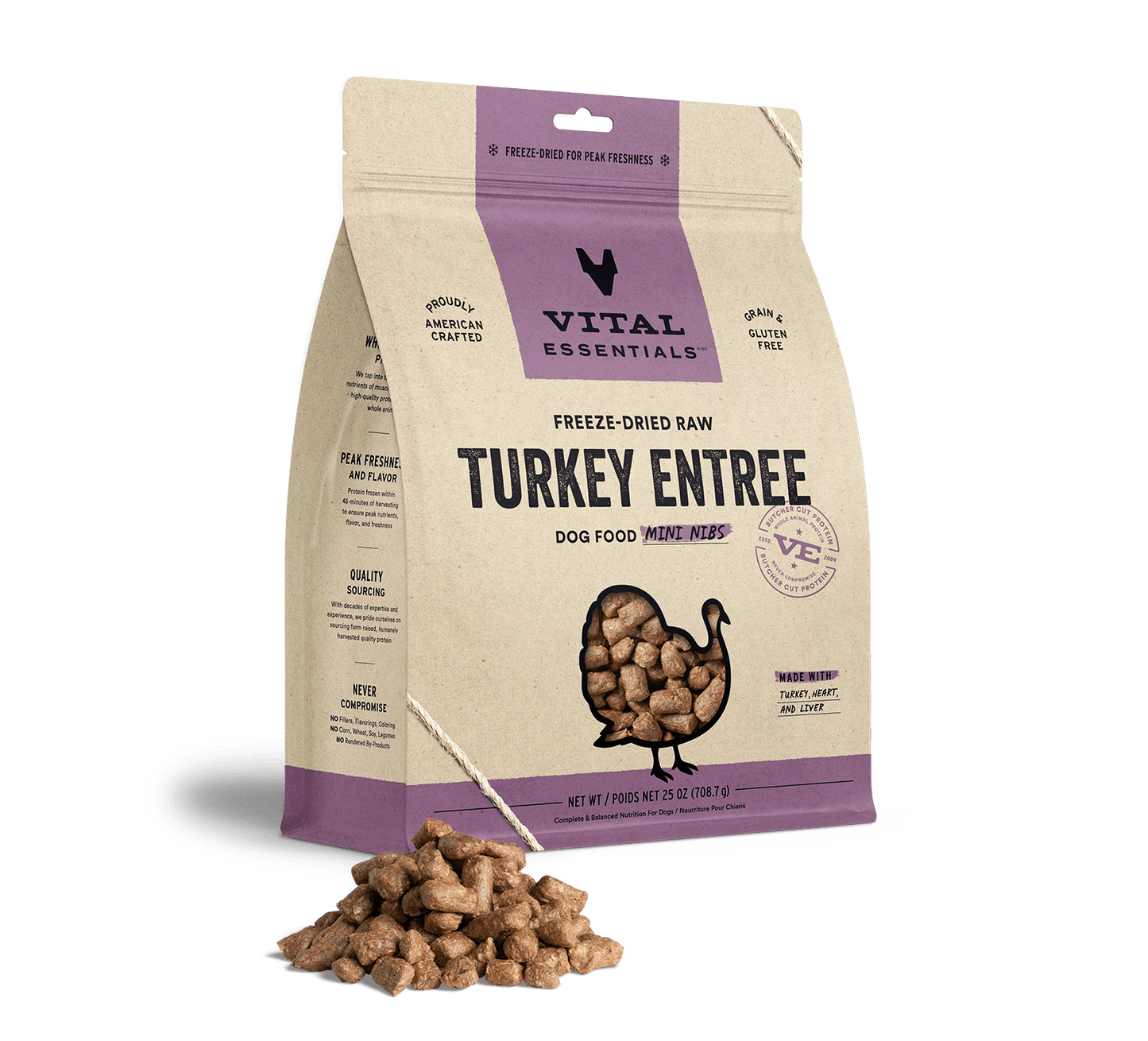 Vital Essentials Turkey Entree Mini Nibs Freeze-Dried Raw Dog Food