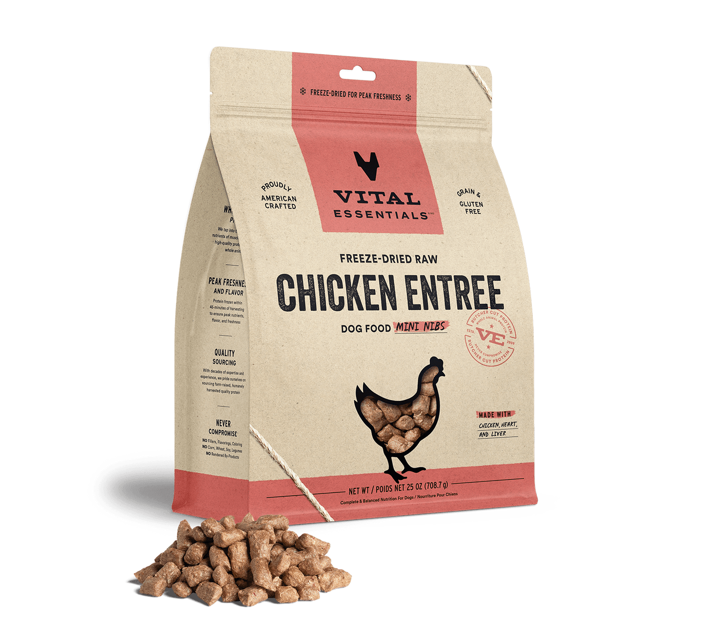 Vital Essentials Chicken Entree Mini Nibs Freeze-Dried Raw Dog Food