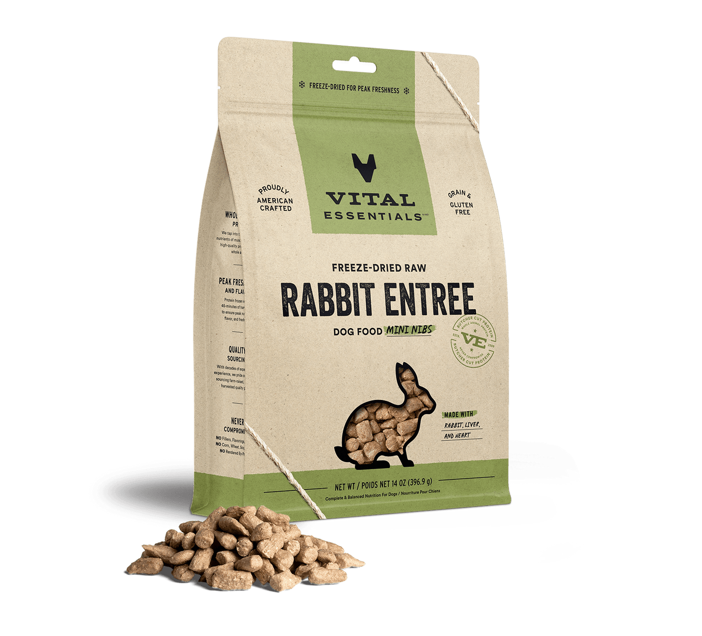 Vital Essentials Rabbit Entree Mini Nibs Freeze-Dried Raw Dog Food