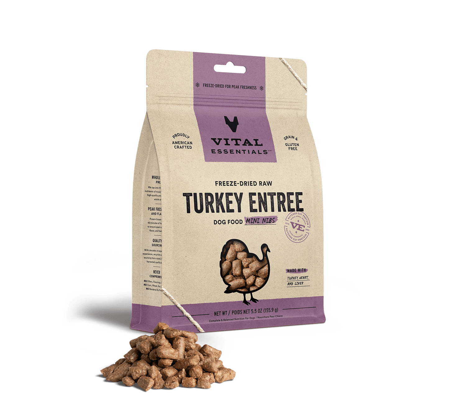 Vital Essentials Turkey Entree Mini Nibs Freeze-Dried Raw Dog Food