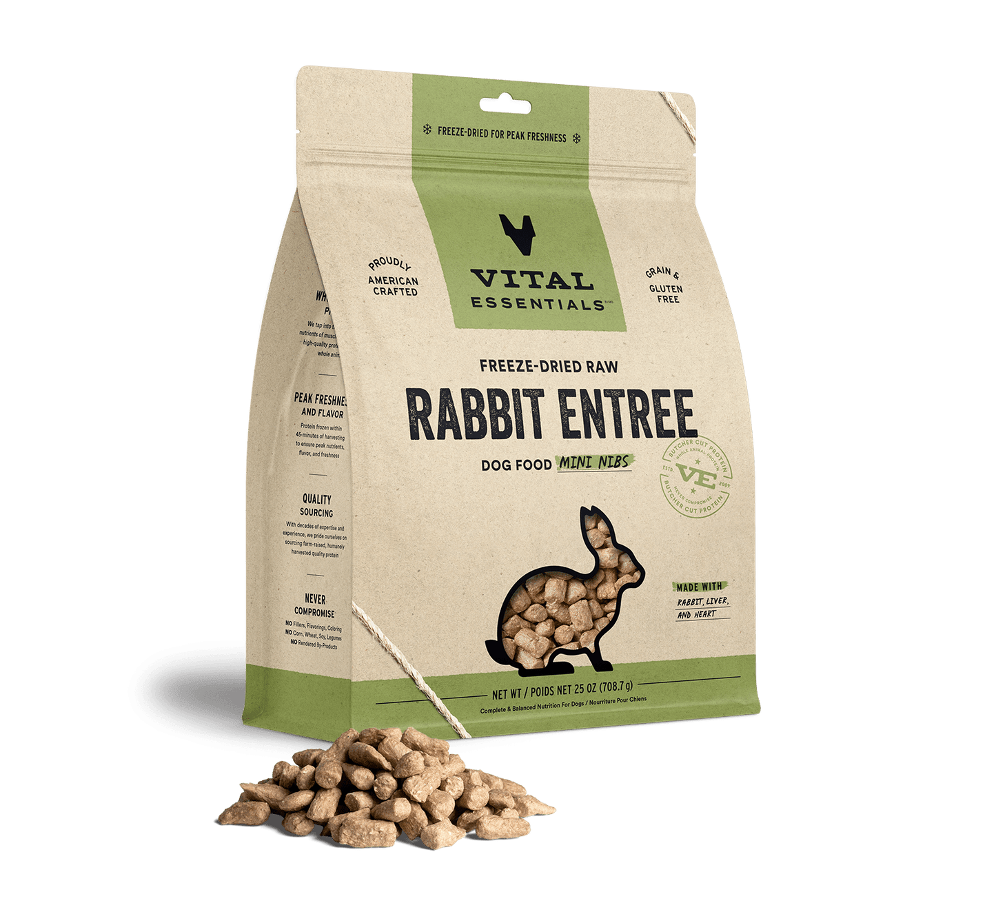 Vital Essentials Rabbit Entree Mini Nibs Freeze-Dried Raw Dog Food