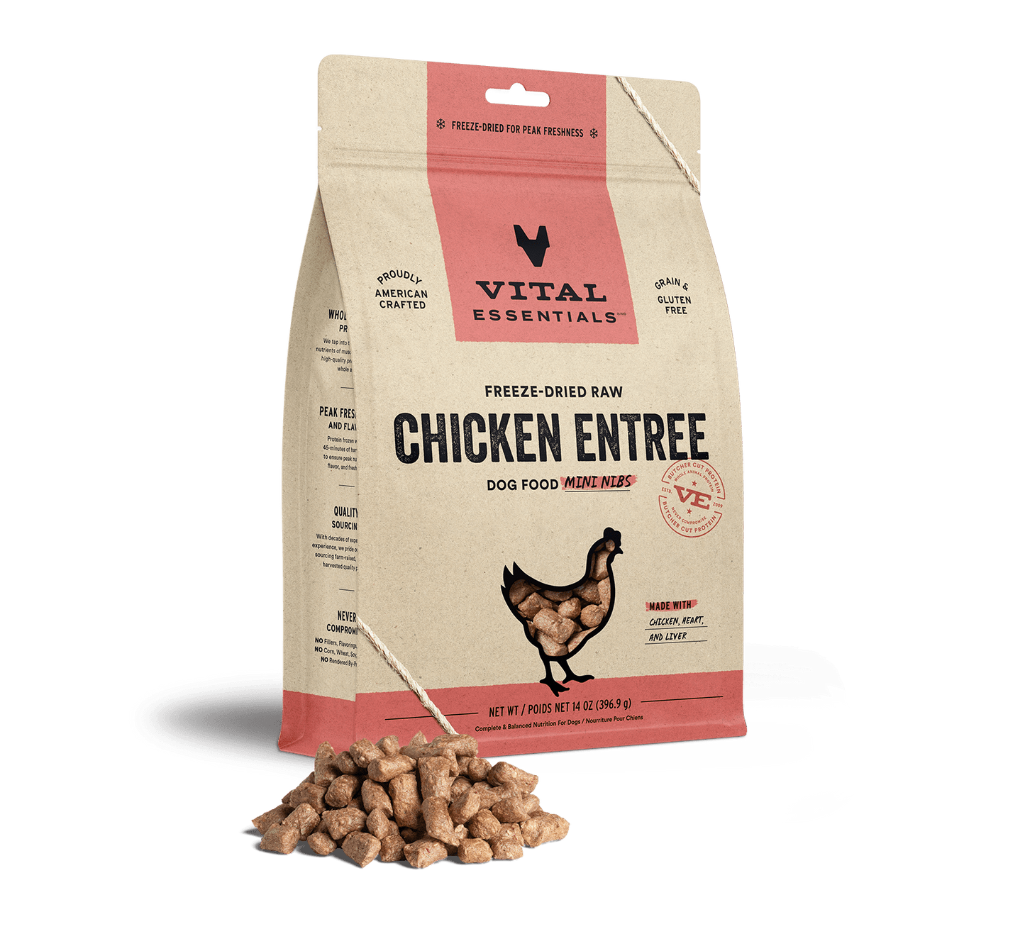 Vital Essentials Chicken Entree Mini Nibs Freeze-Dried Raw Dog Food